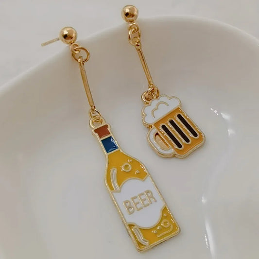 Beer Earrings Handmade Asymmetric Craft Brew Charms