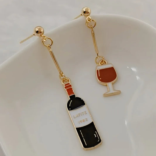 Wine Earrings Handmade Asymmetric Craft Brew Charms